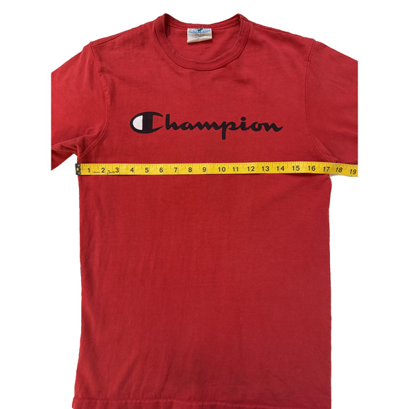 Vintage 90s Champion Shirt Mens SM Red Spell Out Logo Reverse Weave Heavyweight - Picture 4 of 6